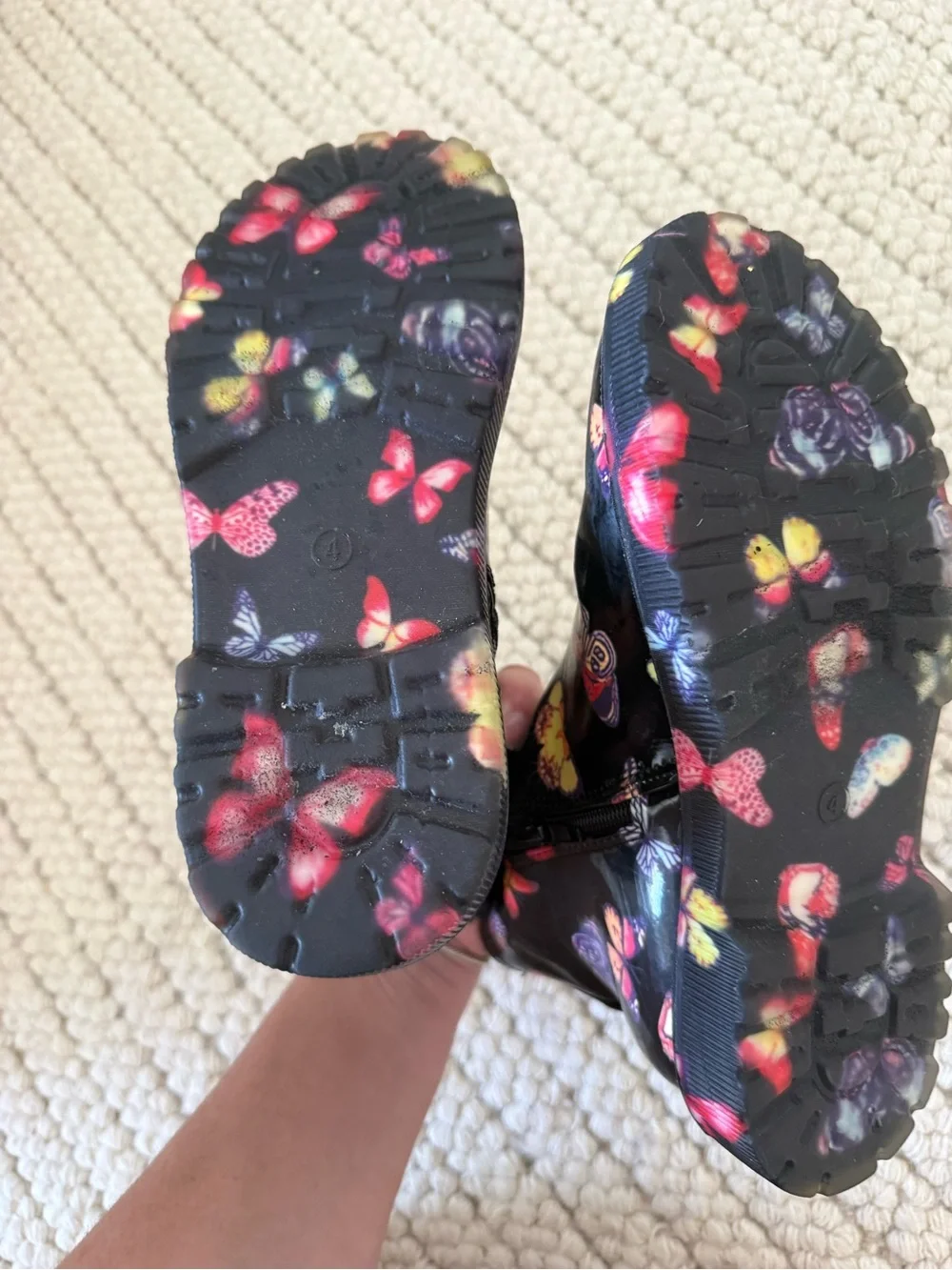 Girls Steve Madden Butterfly Rain Boots – Size 4 (big kids)
